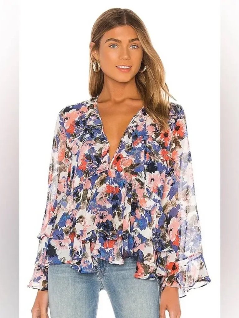 Misa Los Angeles Damaris Floral Ruffle Top